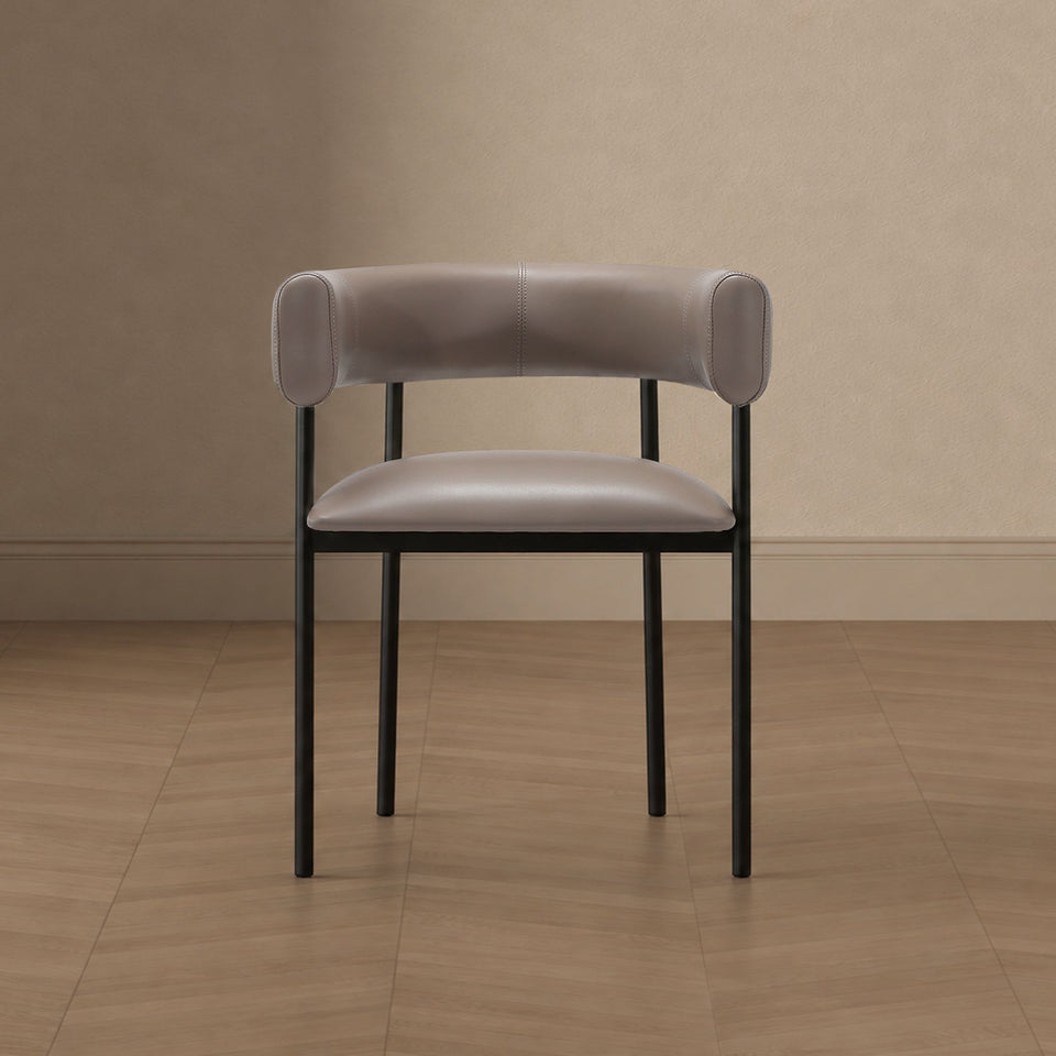 Onda Metal Vegan Leather Dining Chair (DC1608) in Taupe - lifestyle   front