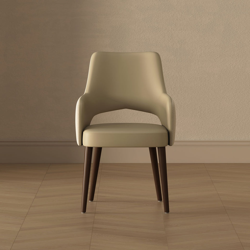 Liora Wood Upholstered Dining Armchair (DC1724) in Coffee - lifestyle front