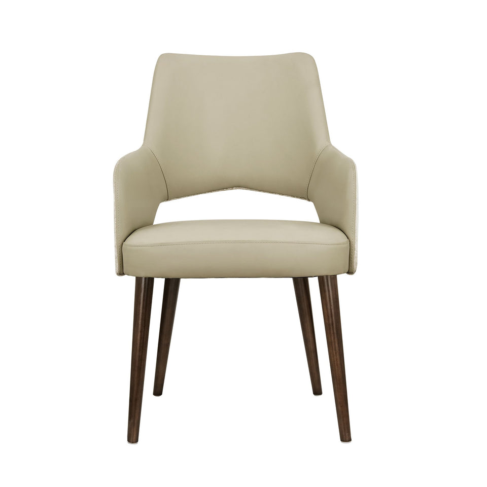 Liora Wood Upholstered Dining Armchair (DC1724) in Coffee - white background front