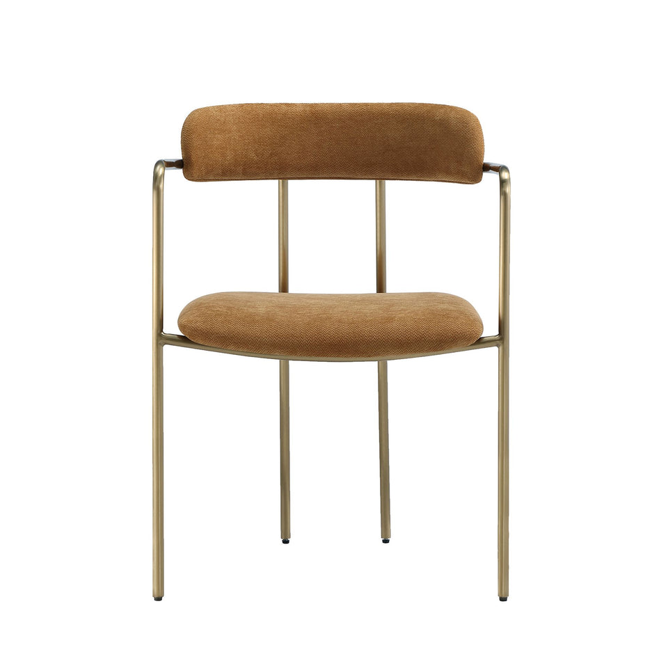Serene Metal Upholstered Dining Chair (DC1882) in Turmeric - white background front