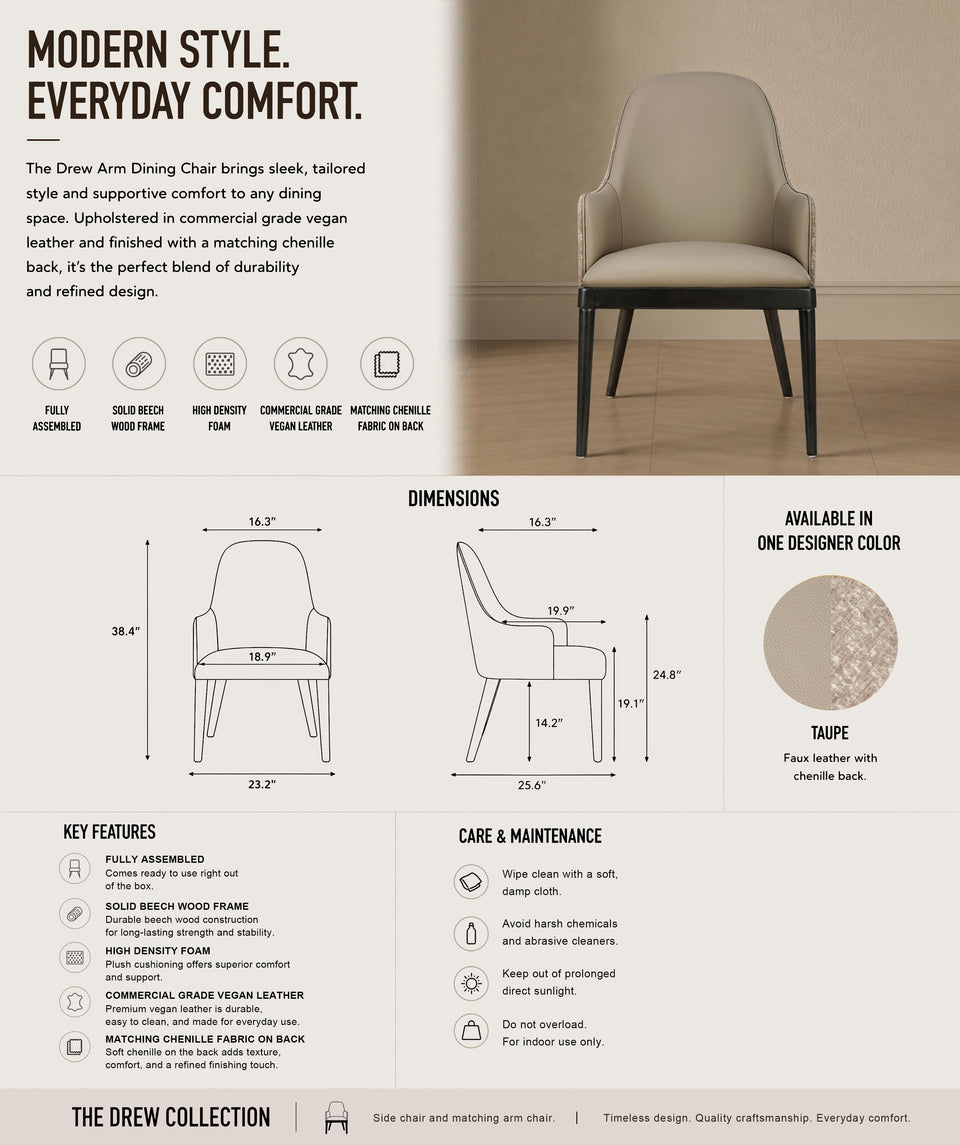 Drew Wood Upholstered Armchair (DC1887-TP)