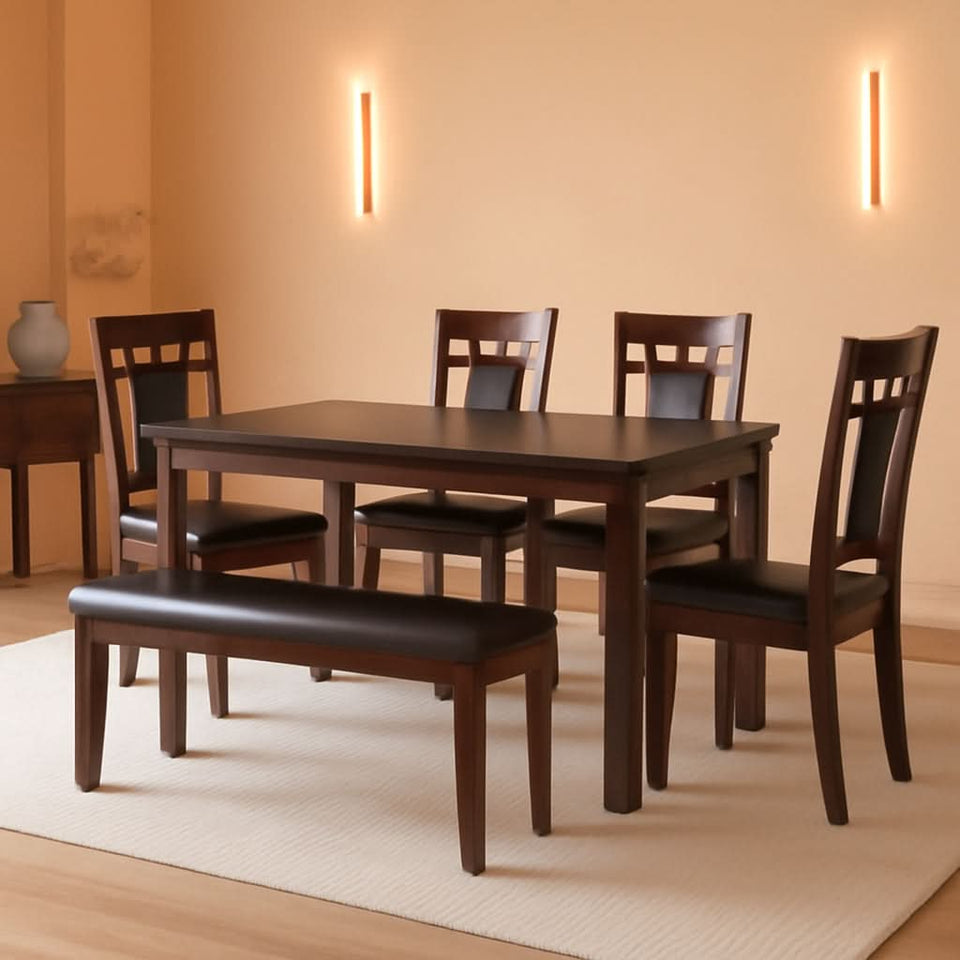 Brown Contemporary Engineered Wood Dining Table Set