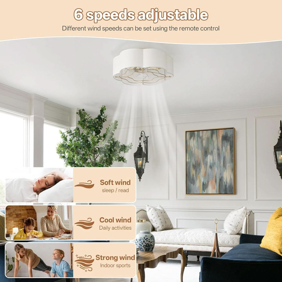 20 Inch Enclosed Boho Ceiling Fan With Integrated Light