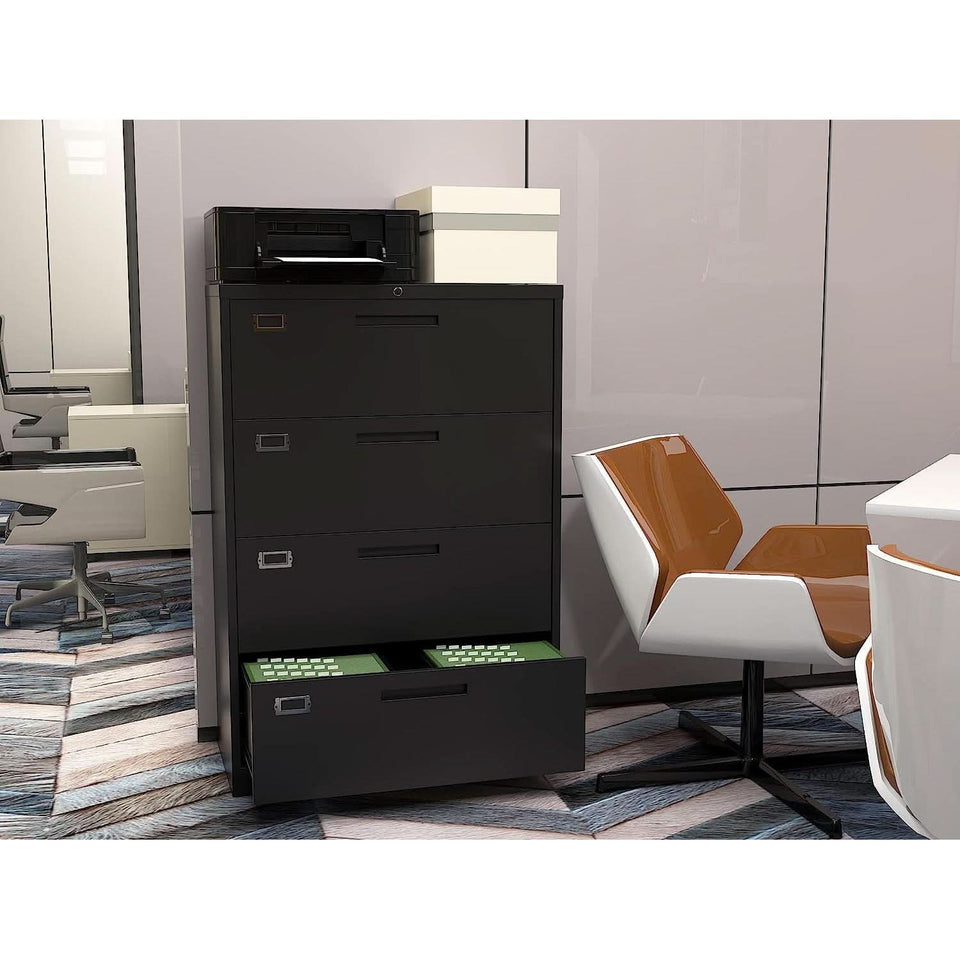 Lockable 4 Drawer Lateral File Cabinet For Office Use