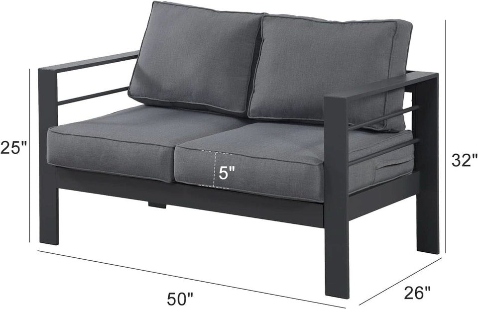 Aluminum Loveseat Sofa for All-Weather Outdoor Relaxation