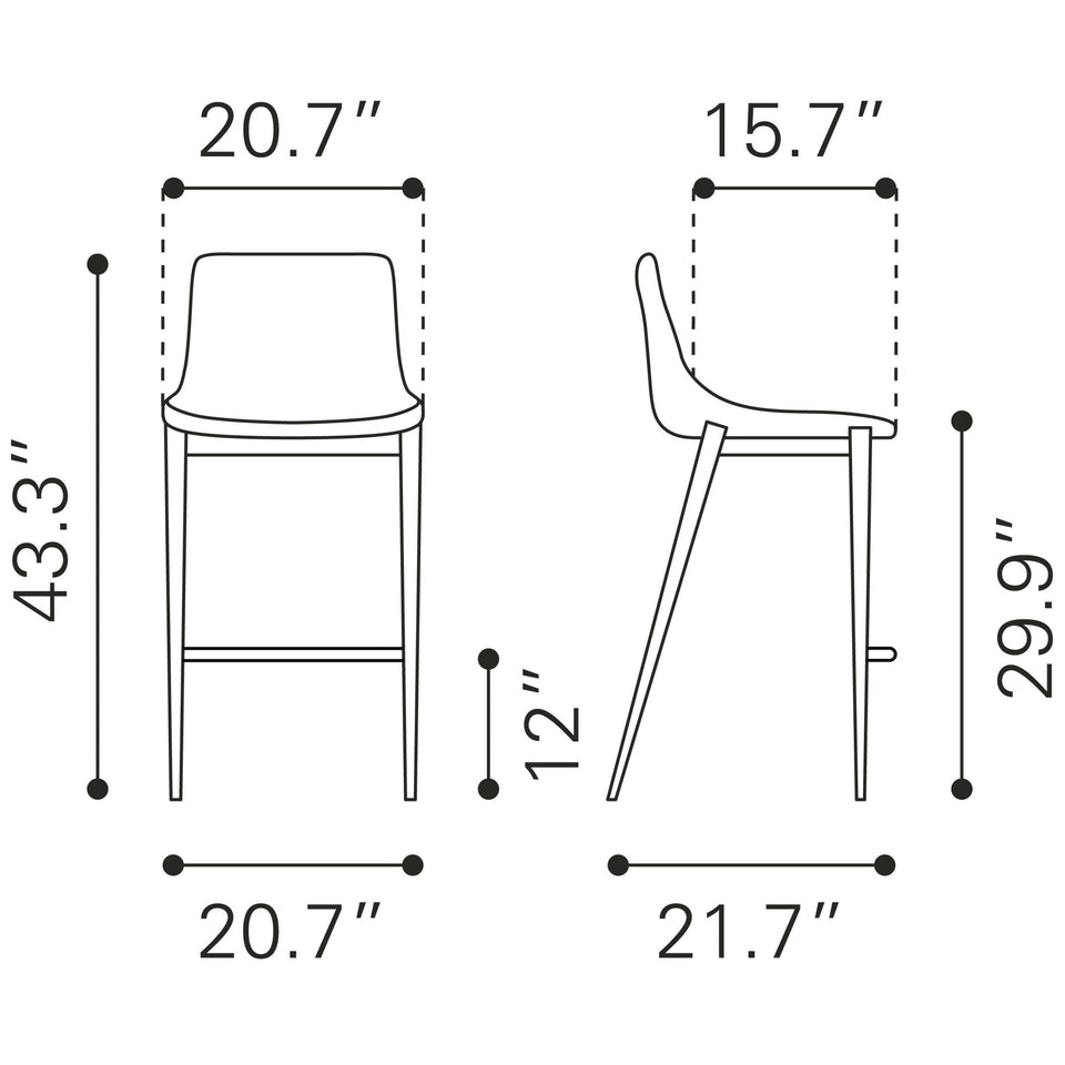 Magnus Barstool (Set of 2) Black & Walnut