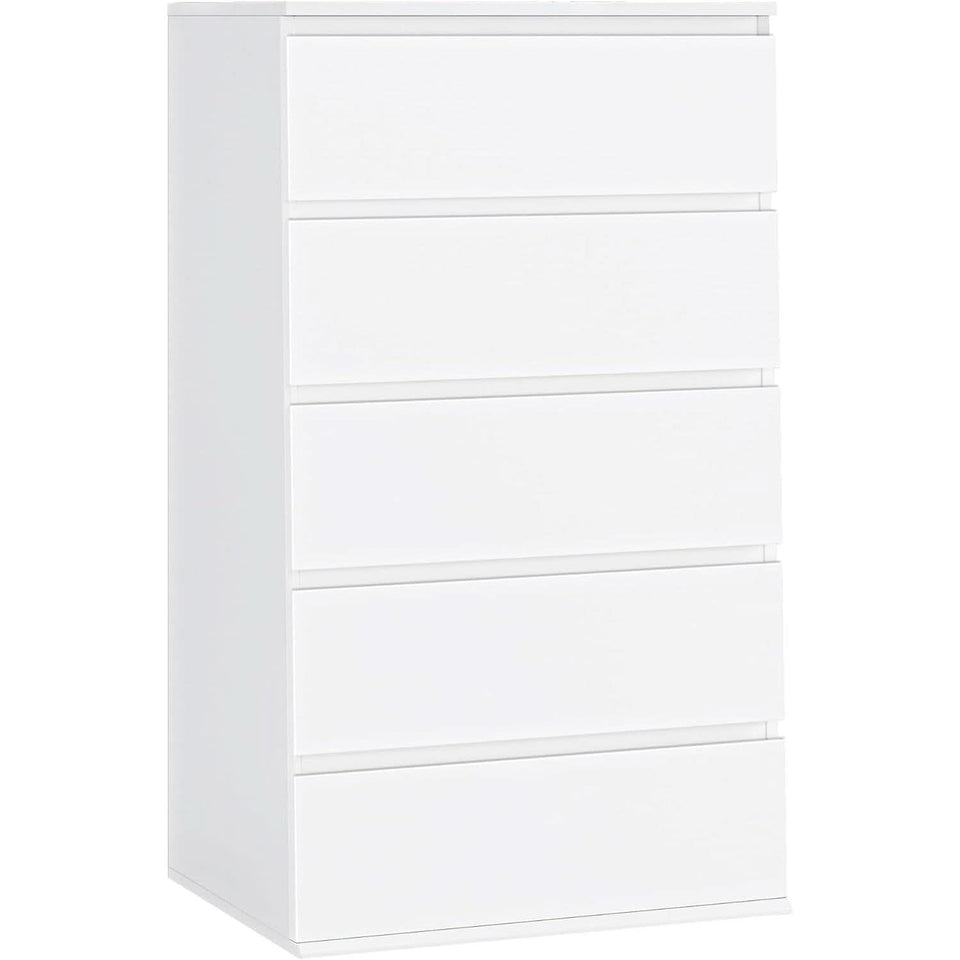 White 5 Drawer Dresser With Large Storage Space For Bedroom