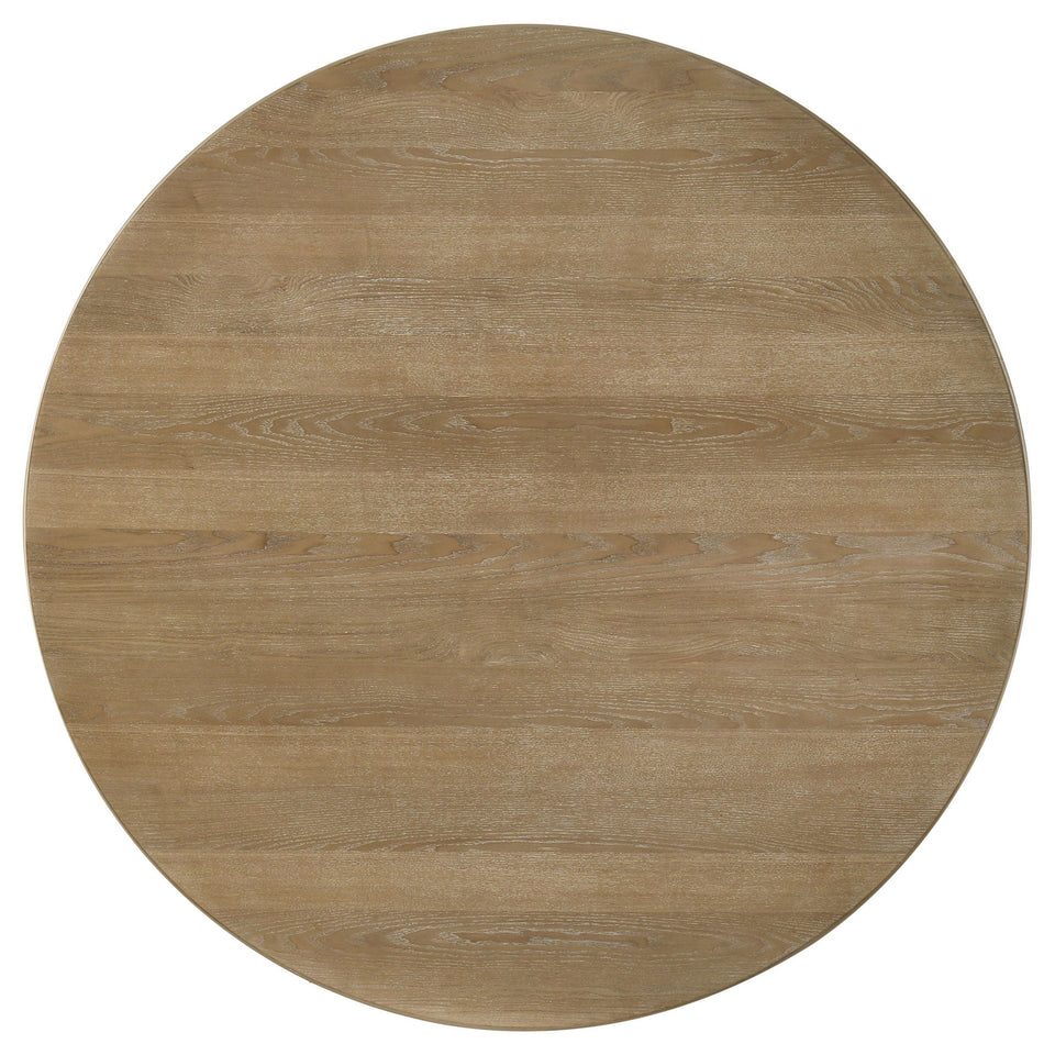 Adina 53-inch Round Wood Dining Table Distressed Light Brown
