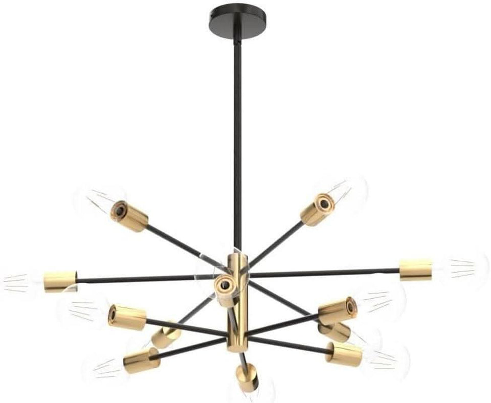 Gold Black Sputnik Chandelier 12 Light With Adjustable Height