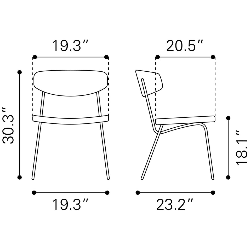 Charon Dining Chair (Set of 2) Vintage Brown