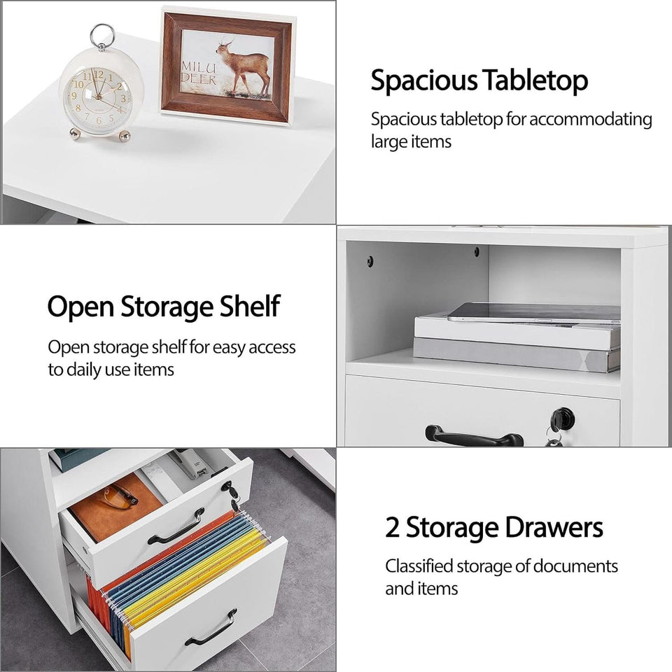 White Vertical File Cabinet With Locking Top Drawer
