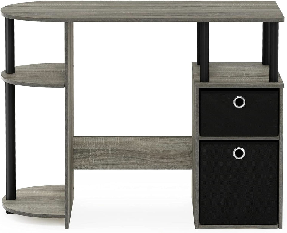 Jaya Simplistic Computer Desk CPU Shelf Oak Grey Black