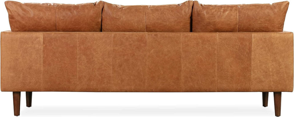 Girona 88 Inch Leather Sofa Cognac Tan With Tufted Back