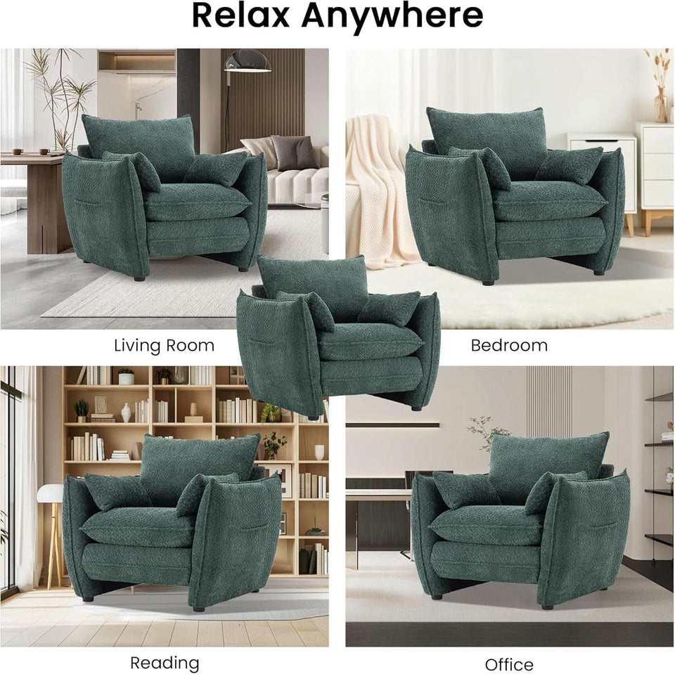 Green Oversized Luxurious Accent Chair Living Room