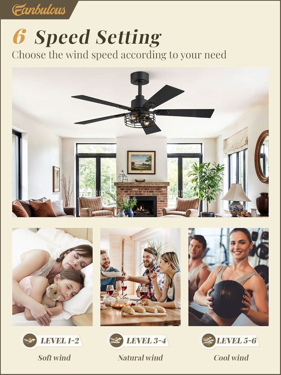 42 Inch Farmhouse Ceiling Fan With Lights Black Cage 2 Pack