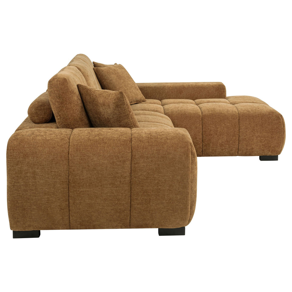 Octavia Upholstered Sectional Chaise Sofa Amber