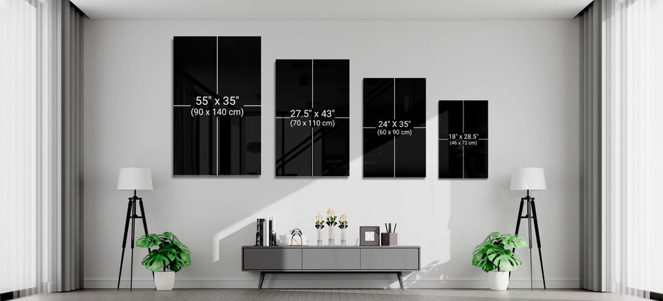 Folk Flower Doodle Abstract Lines Glass Wall Art