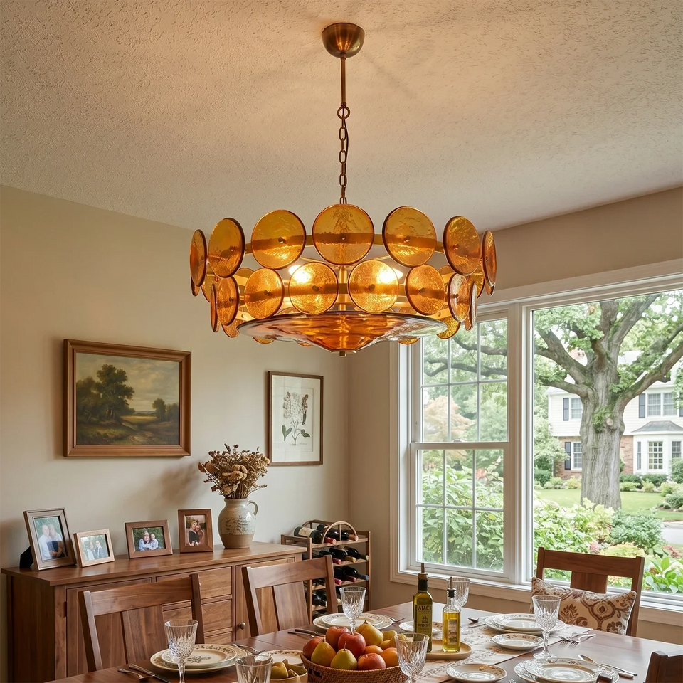 glass chandelier - side angle view