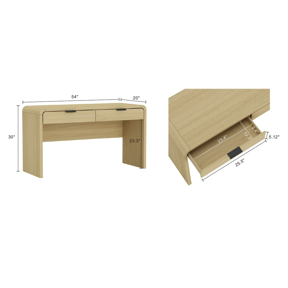 Grace Office Desk (2-Drawer) in Natural Oak and Black