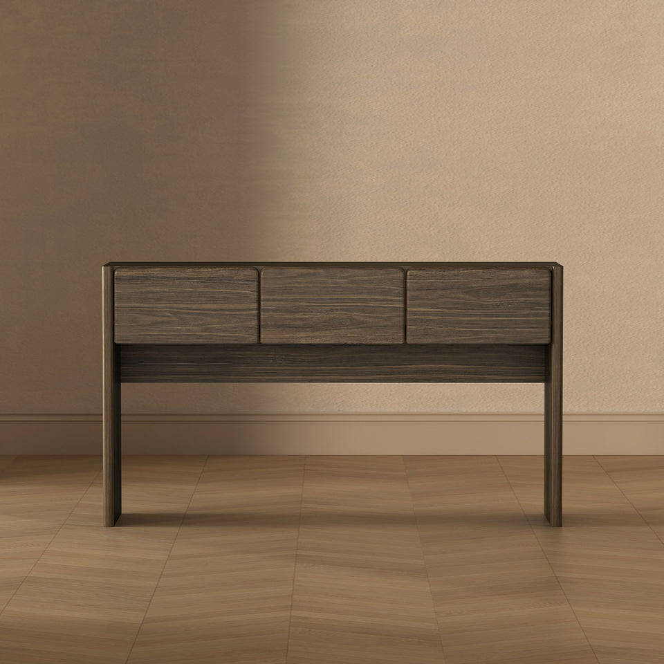 Linda Console Table (3-Drawer) in Walnut Brown - lifestyle   front 1