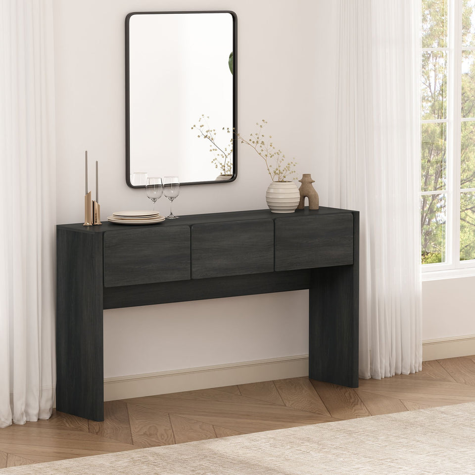 Linda Console Table (3-Drawer) in Charcoal Gray