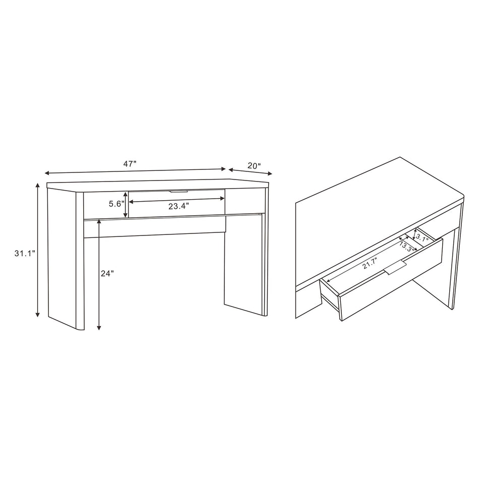 Evelyn 47" Writing Desk in Brown (1-Drawer)