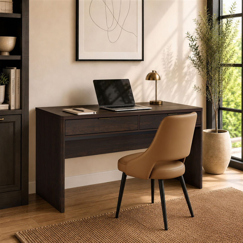 Evelyn 60" Writing Desk in Brown (2-Drawer)