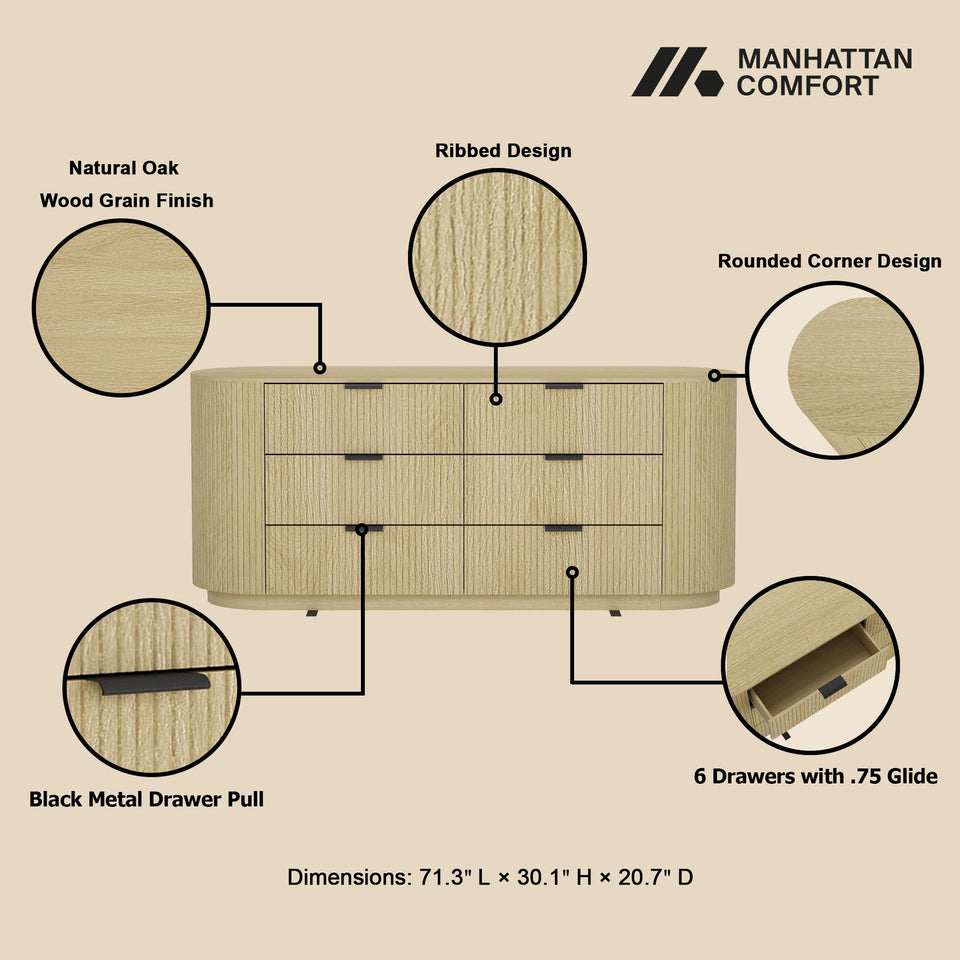 Olivia 71" Dresser (6-Drawer)