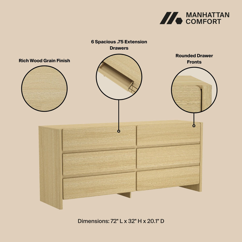 Linda 72" Dresser (6-Drawer)