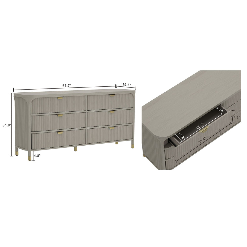 Park 68" Solid Wood Dresser (6-Drawer)