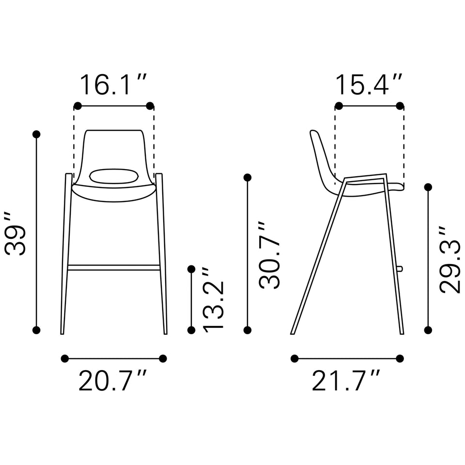 Desi Barstool (Set of 2) Azure Gray