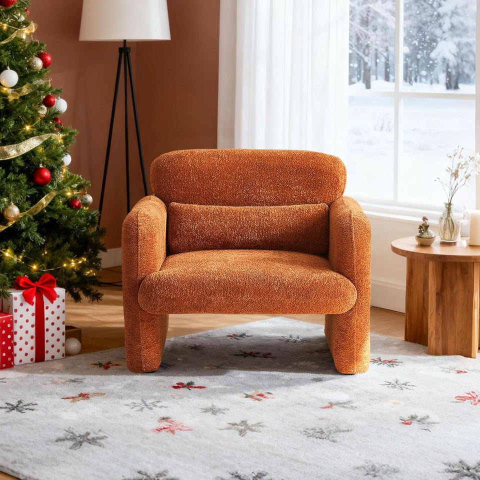 33.86 Inch Sherpa Upholstered Armchair For LivingRoom
