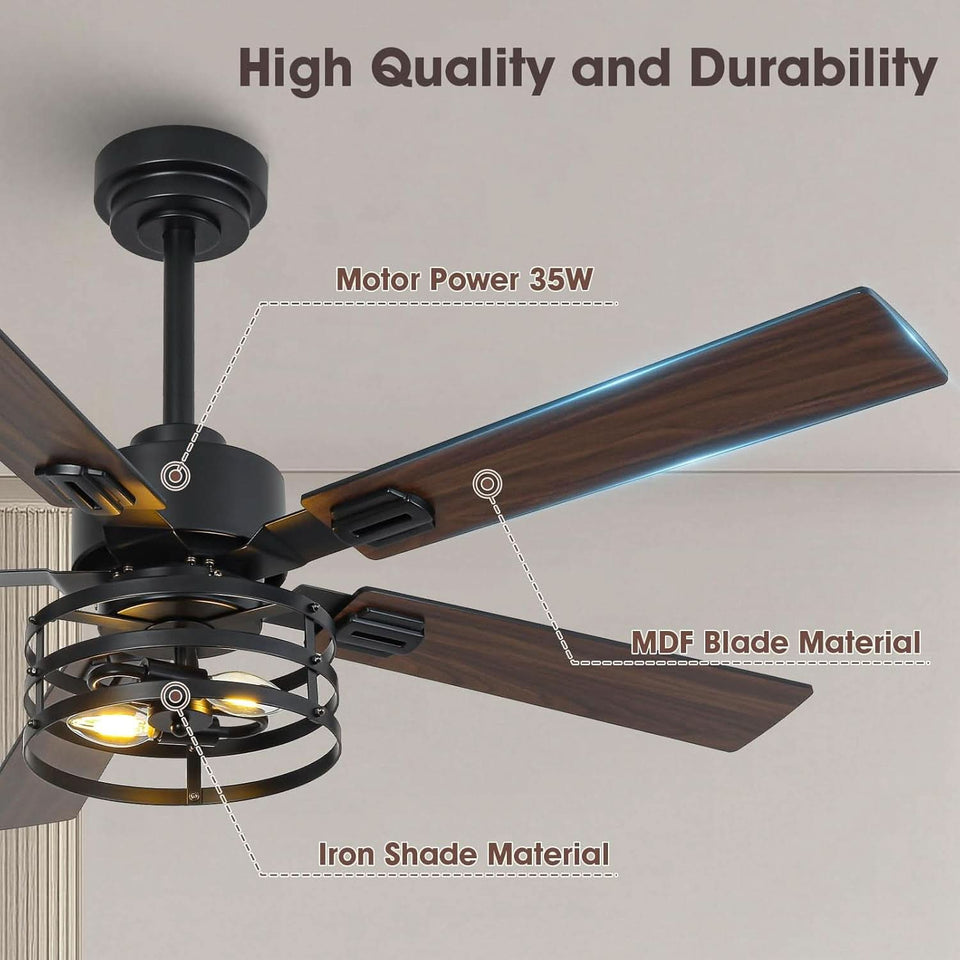 52 Inch Outdoor Ceiling Fan With Remote And Lights