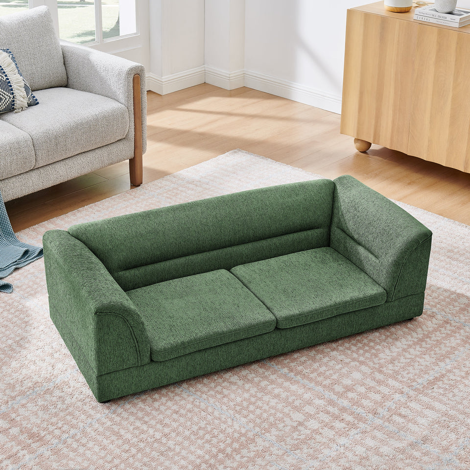 Oversized Pet Sofa with Curved Armrest - Olive Green, Beige, Light Grey, Dark Gray