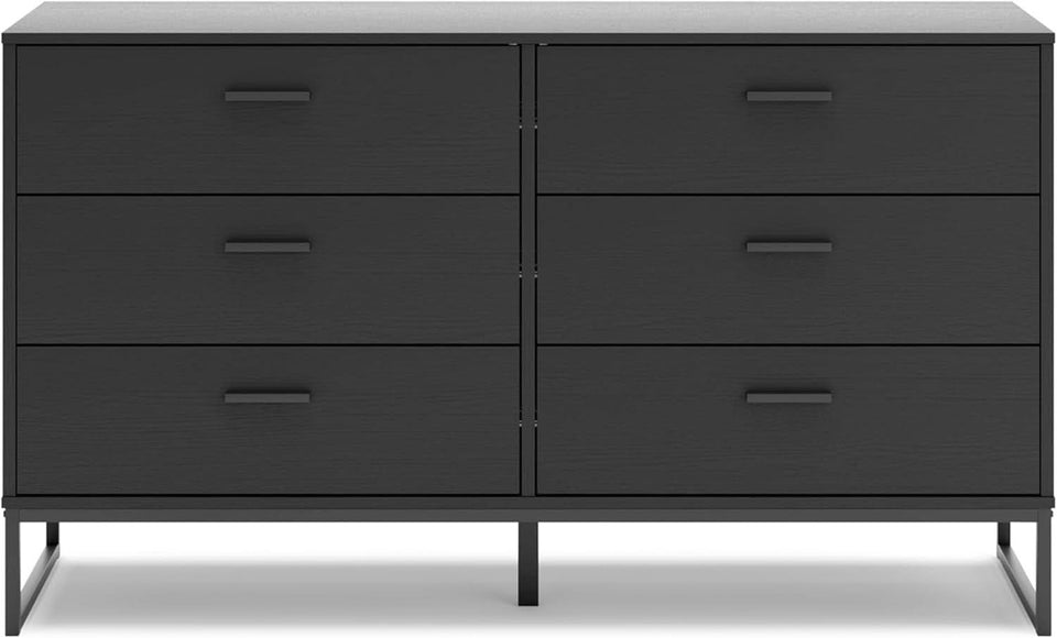 Socalle Modern 6-Drawer Dresser Black With Safety Stop