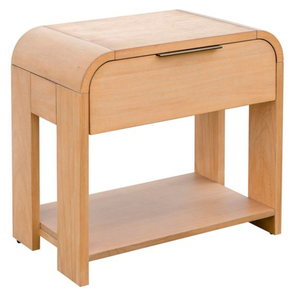 1 Drawer Waterfall Nightstand With Mid Century Design - Natural