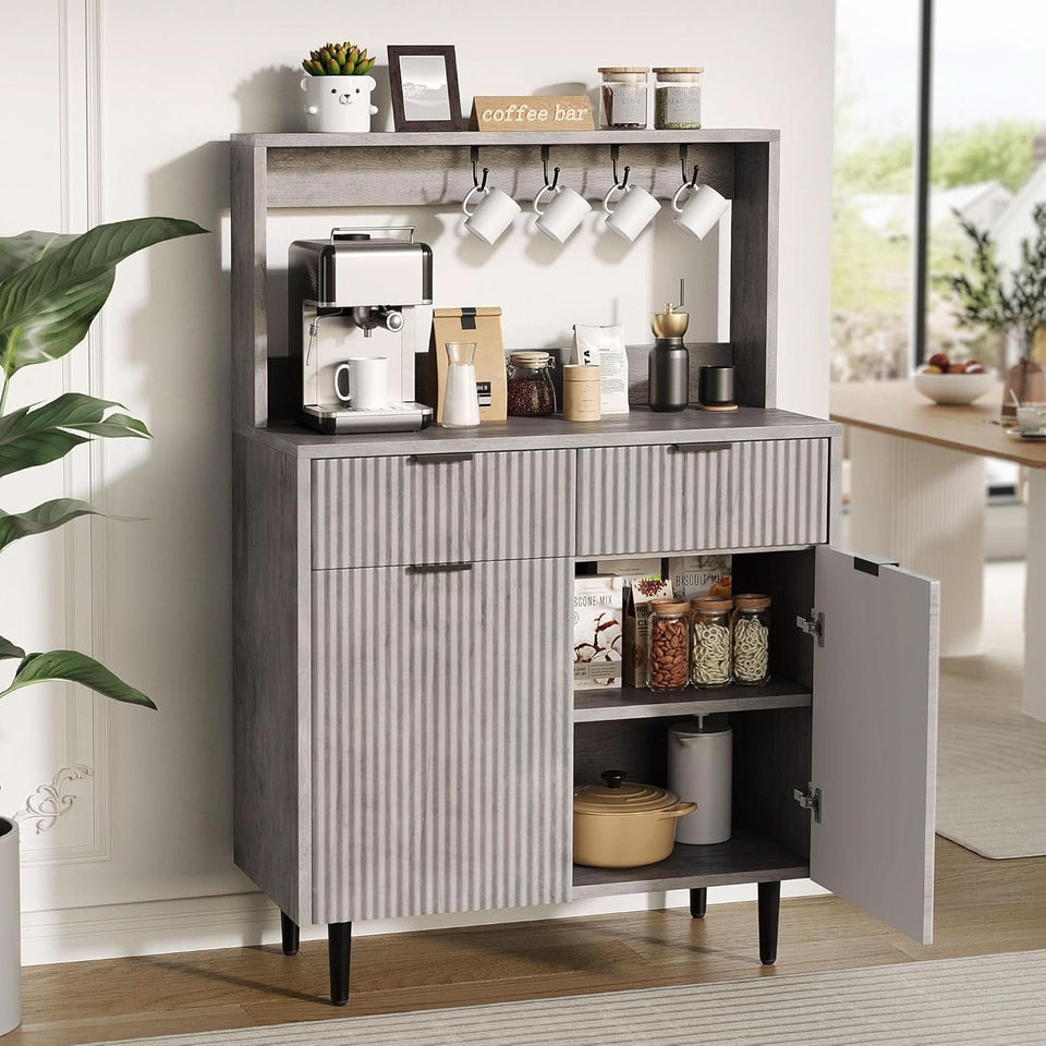 Grey Sideboard Cabinet With 2 Drawers For Dining Room