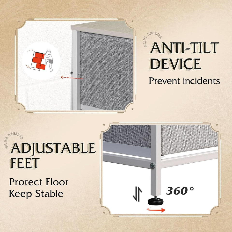 Tall Fabric Dresser Storage Tower With 11 Deep Drawers
