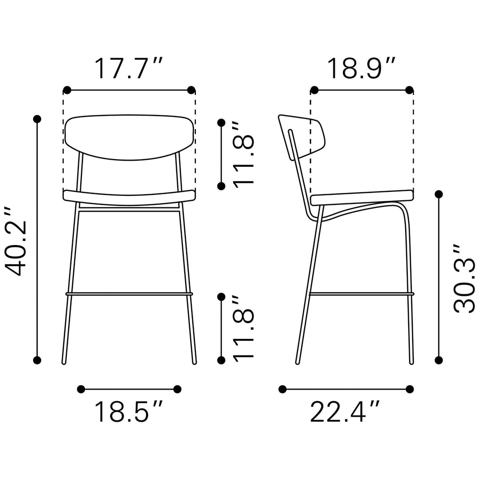 Charon Barstool (Set of 2) Vintage Black