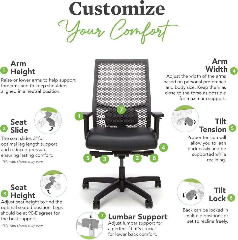 Ignition Two Point Zero Ergonomic Office Chair Adjustable Lumbar Support Black