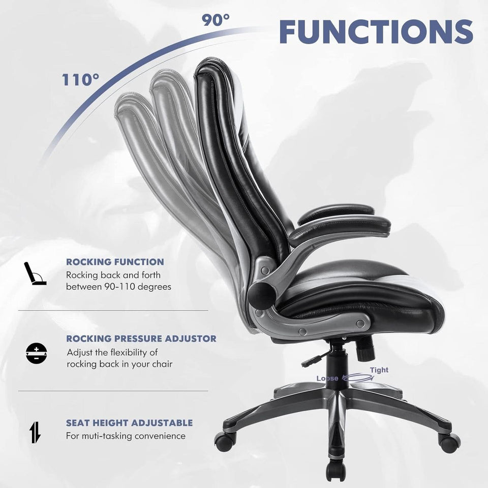 Bonded Leather Executive Office Chair Black High Back