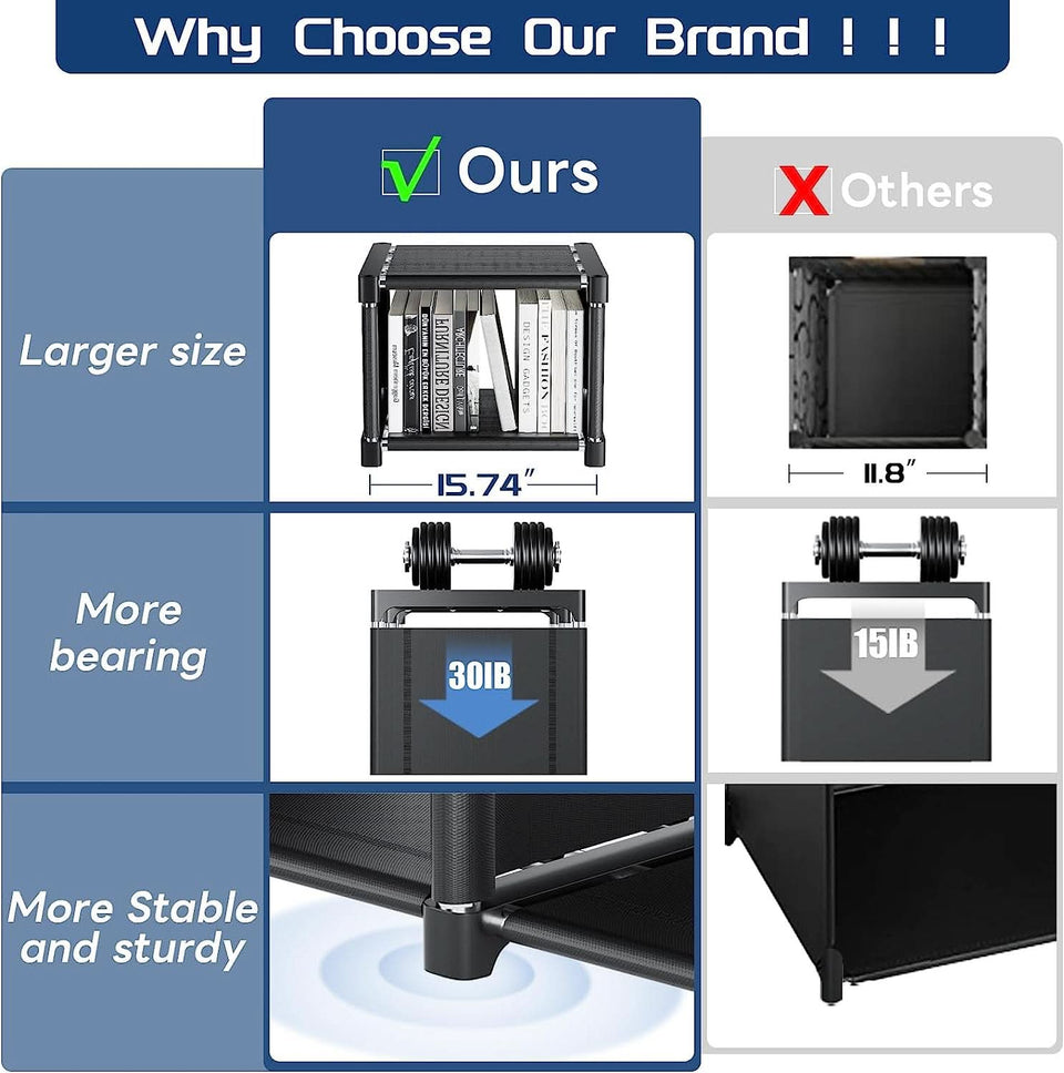 Black Twelve Cube Metal Bookcase System For Home Office