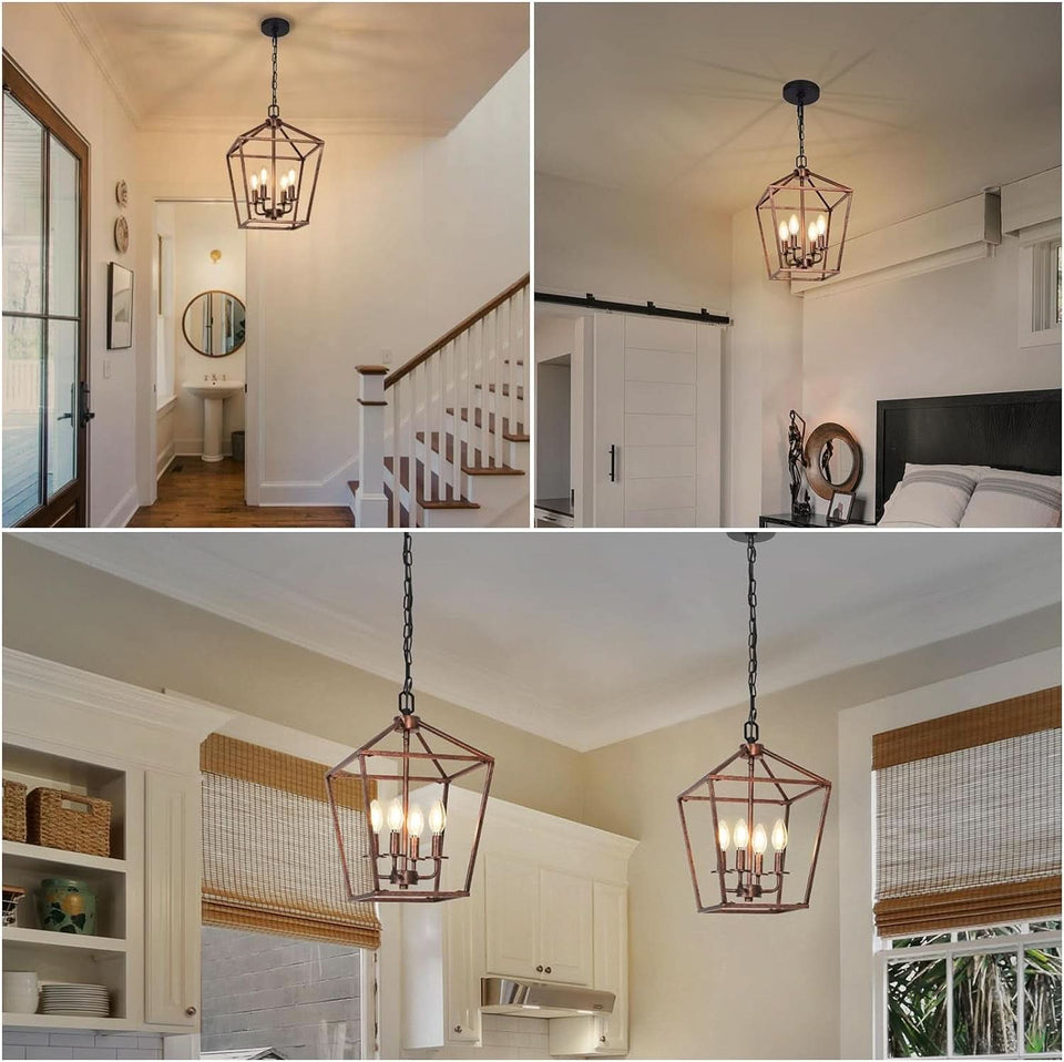 Antique Bronze 4-Light Chandelier Pendant Light Dining