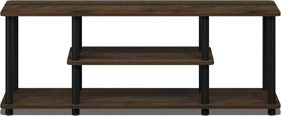 Turn-N-Tube 3-Tier TV Stand 50-Inch TVs No Tools Assembly Columbia Walnut Black