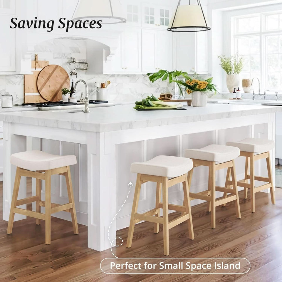 Bar Stools Set Of 3 24 Inch Counter Height Beige Stools