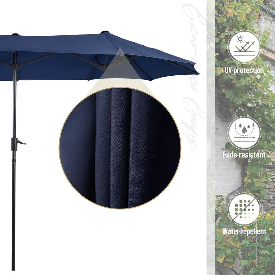 Navy Outdoor Patio Table And Chairs Set With Umbrella For 6