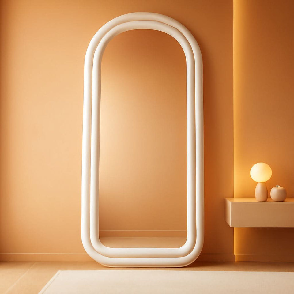 Arched Full Length Floor Mirror 71 X 32 Inches White
