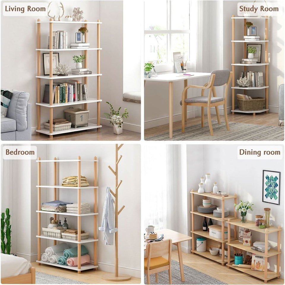 Three Tier White Bookcase Free Standing Display Rack