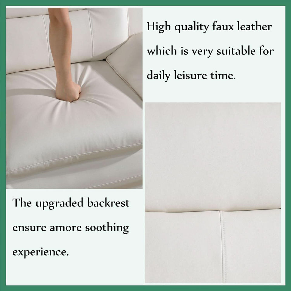 Leather Sofa Set 3 Piece White For Living Room Furniture