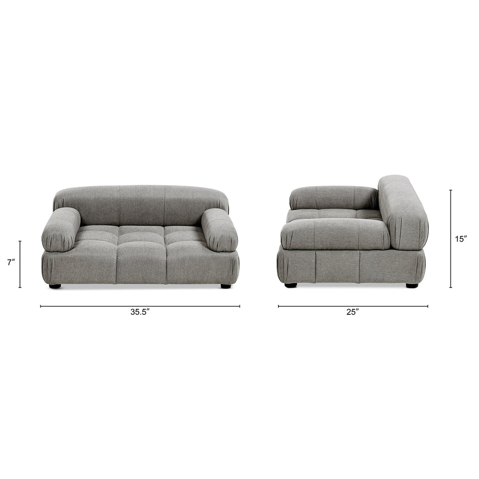 Uptown Gray Modern Pet Bed with Bolstered Arms - Small to Medium